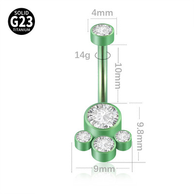 Piercing pentru buric din titan Ramă 4 CZ Cluster Curbe pentru buric cu filet intern Piercing pentru corp cu bară Inel pentru buric Bijuterii pentru corp