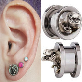 PERECHE dopuri de urechi pentru dinozaur, tuneluri, fixare cu șuruburi, cercei, inel de piercing, din oțel inoxidabil, calibre pentru urechi, extensii, dopuri de tip Hellow