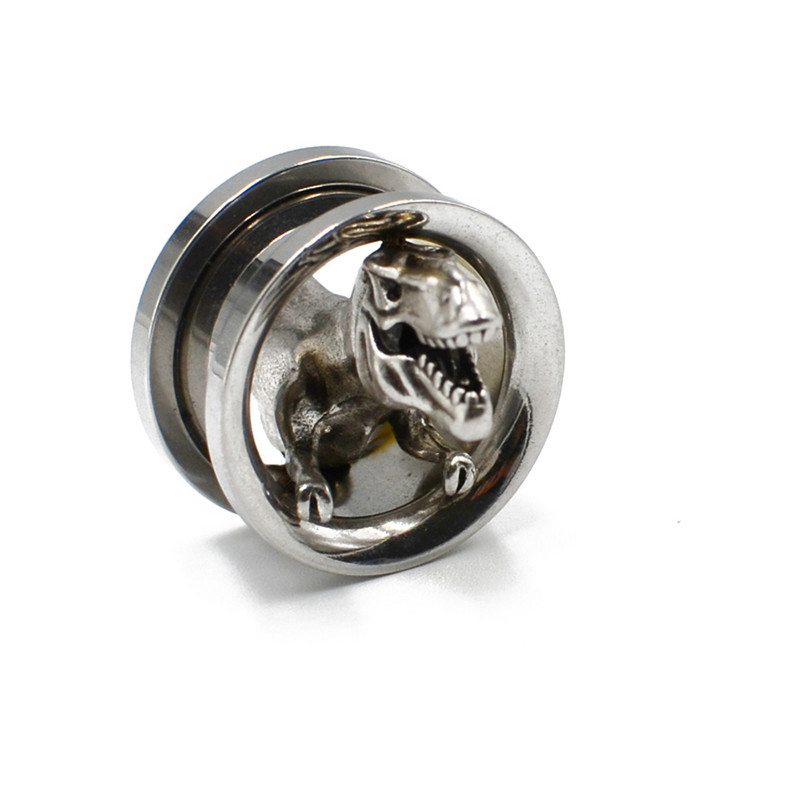 PERECHE dopuri de urechi pentru dinozaur, tuneluri, fixare cu șuruburi, cercei, inel de piercing, din oțel inoxidabil, calibre pentru urechi, extensii, dopuri de tip Hellow