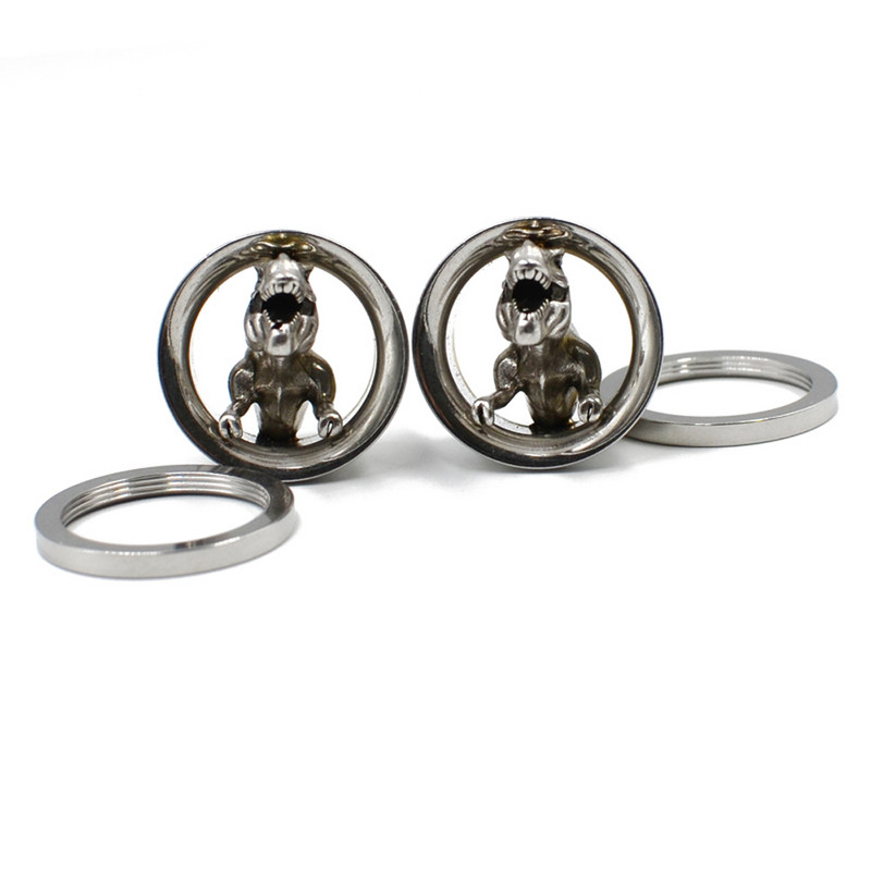 PERECHE dopuri de urechi pentru dinozaur, tuneluri, fixare cu șuruburi, cercei, inel de piercing, din oțel inoxidabil, calibre pentru urechi, extensii, dopuri de tip Hellow