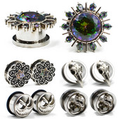 2 buc din oțel inoxidabil floare CZ cu șurub pentru tunel de carne pentru ureche, calibre de expansiune, piercing pentru corp, bijuterii 6-25 mm