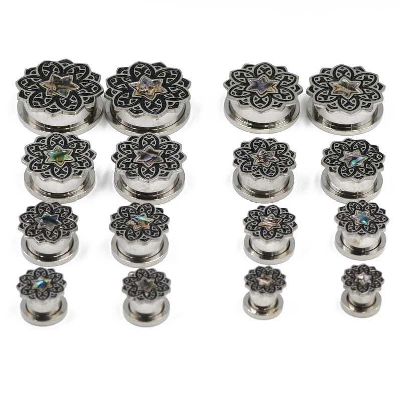 2 buc din oțel inoxidabil floare CZ cu șurub pentru tunel de carne pentru ureche, calibre de expansiune, piercing pentru corp, bijuterii 6-25 mm