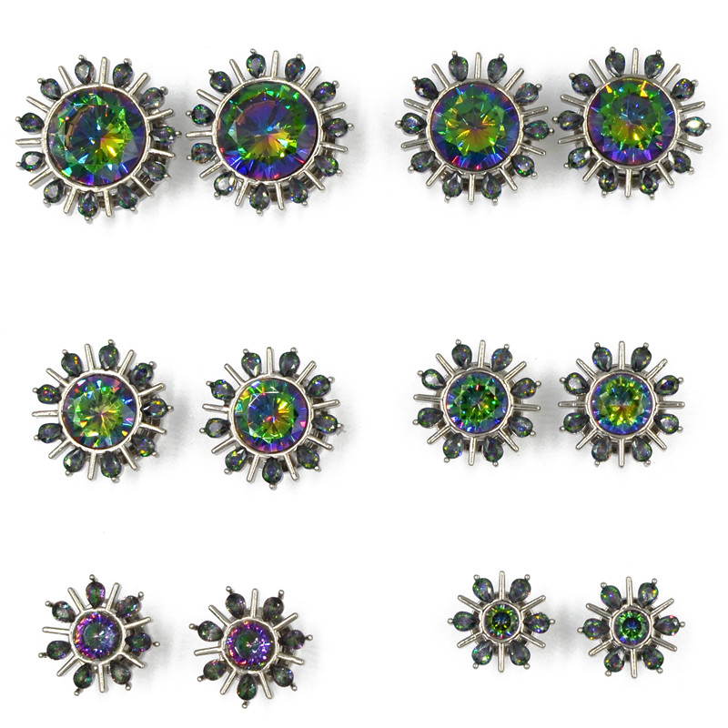 2 buc din oțel inoxidabil floare CZ cu șurub pentru tunel de carne pentru ureche, calibre de expansiune, piercing pentru corp, bijuterii 6-25 mm