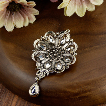 Sunspicems 2021 Vintage Indain Bohemia Grey Crystal Brooch Висулка за жени Мароко Алжир Банкет с цветя Сватбени бижута Подарък