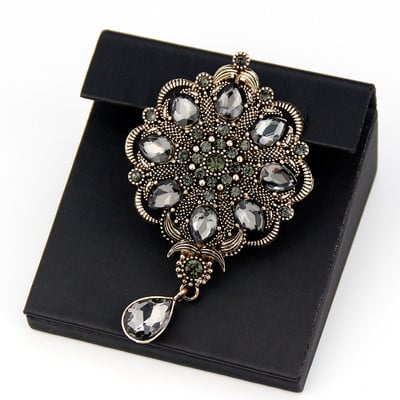 Sunspicems 2021 Vintage Indain Boemia gri cristal broșă pandantiv pentru femei Maroc Algeria banchet flori nunta bijuterii cadou