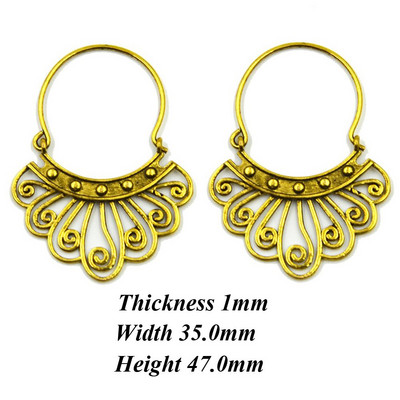 Aur din alamă Lotus Vintage filigran soare cu margele indian tribal cercei cerc Piercing ureche bijuterii corp