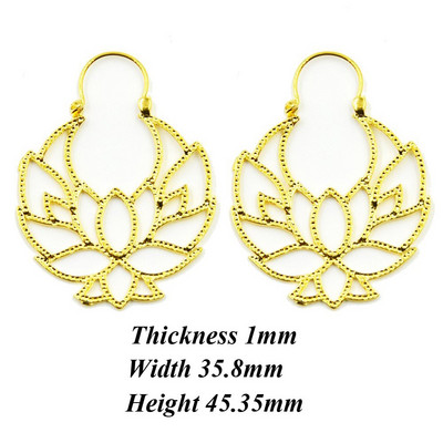 Aur din alamă Lotus Vintage filigran soare cu margele indian tribal cercei cerc Piercing ureche bijuterii corp