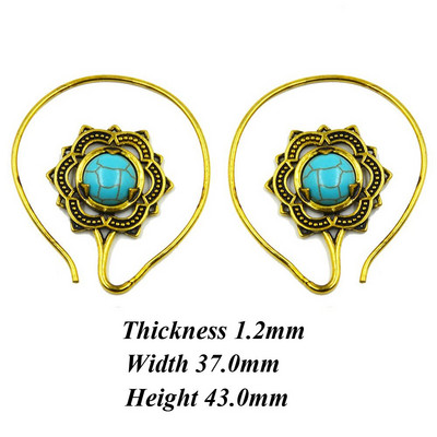 Aur din alamă Lotus Vintage filigran soare cu margele indian tribal cercei cerc Piercing ureche bijuterii corp