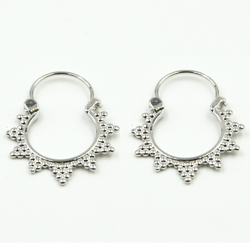 Aur din alamă Lotus Vintage filigran soare cu margele indian tribal cercei cerc Piercing ureche bijuterii corp