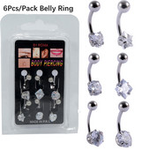 6 buc/pachet Piercing la buric cu zirconiu, oțel chirurgical, inimă, stea, bijuterii, inele pentru buric, inel, ombligo, bijuterii pentru corp cu mreană 14 gX10 mm