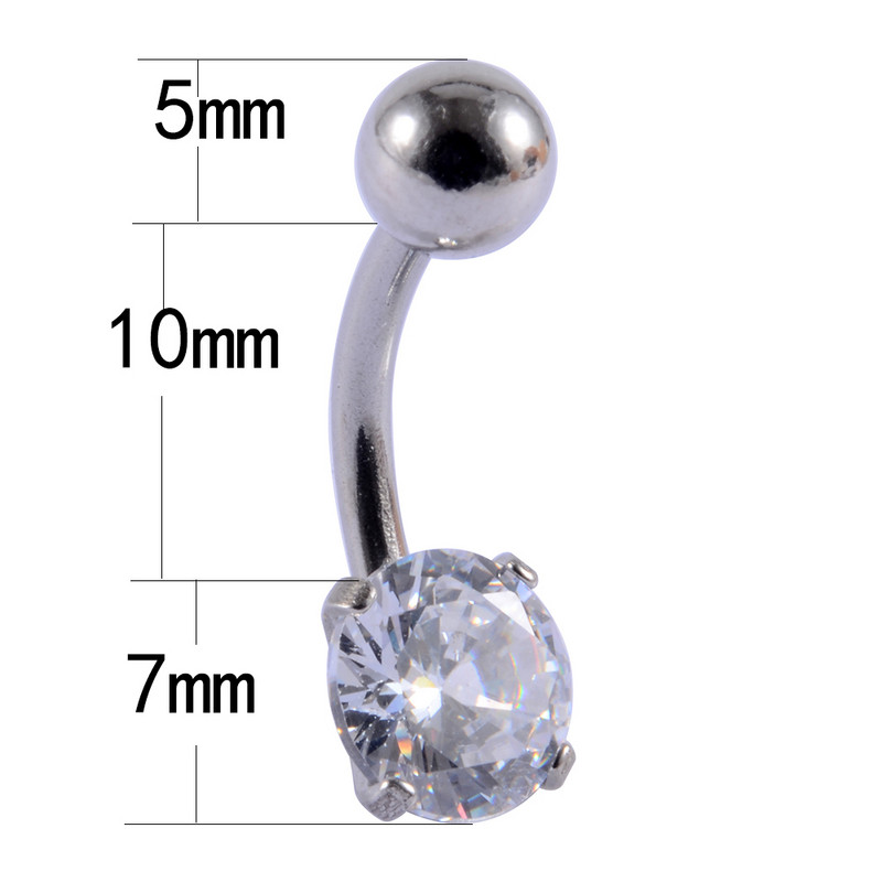 6 buc/pachet Piercing la buric cu zirconiu, oțel chirurgical, inimă, stea, bijuterii, inele pentru buric, inel, ombligo, bijuterii pentru corp cu mreană 14 gX10 mm