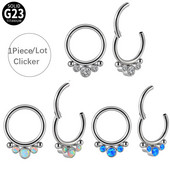 G23 titan cerc cu balamale inele nas Stud CZ piatră mamelon Clicker ureche cartilaj tragus helix cercel buză labret piercing bijuterii