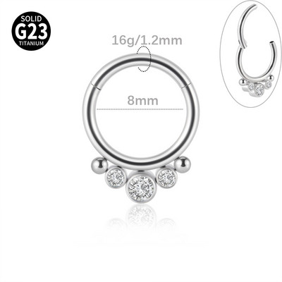 G23 titan cerc cu balamale inele nas Stud CZ piatră mamelon Clicker ureche cartilaj tragus helix cercel buză labret piercing bijuterii