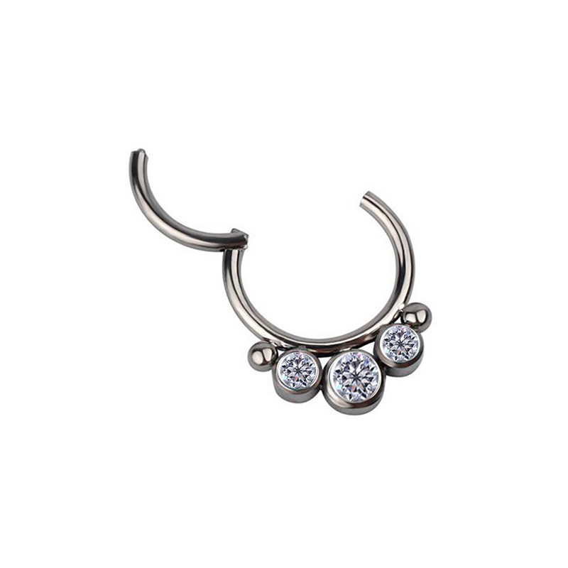 G23 titan cerc cu balamale inele nas Stud CZ piatră mamelon Clicker ureche cartilaj tragus helix cercel buză labret piercing bijuterii