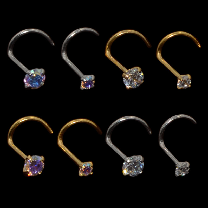 10 buc 2mm și 3mm Gem Nose Stud Steptum Nose Bone Stud Cârlige Bar Pin șurub inele pentru corp Piercing Bijuterii din oțel inoxidabil