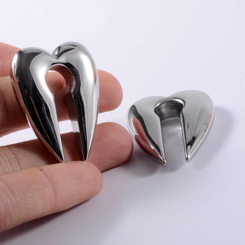 Oțel chirurgical gaura cheii inimă ureche ureche ureche targa expansor greutăți piercing cercei calibre dopul urechi bijuterii corp