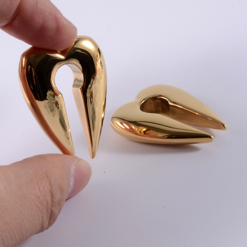 Oțel chirurgical gaura cheii inimă ureche ureche ureche targa expansor greutăți piercing cercei calibre dopul urechi bijuterii corp