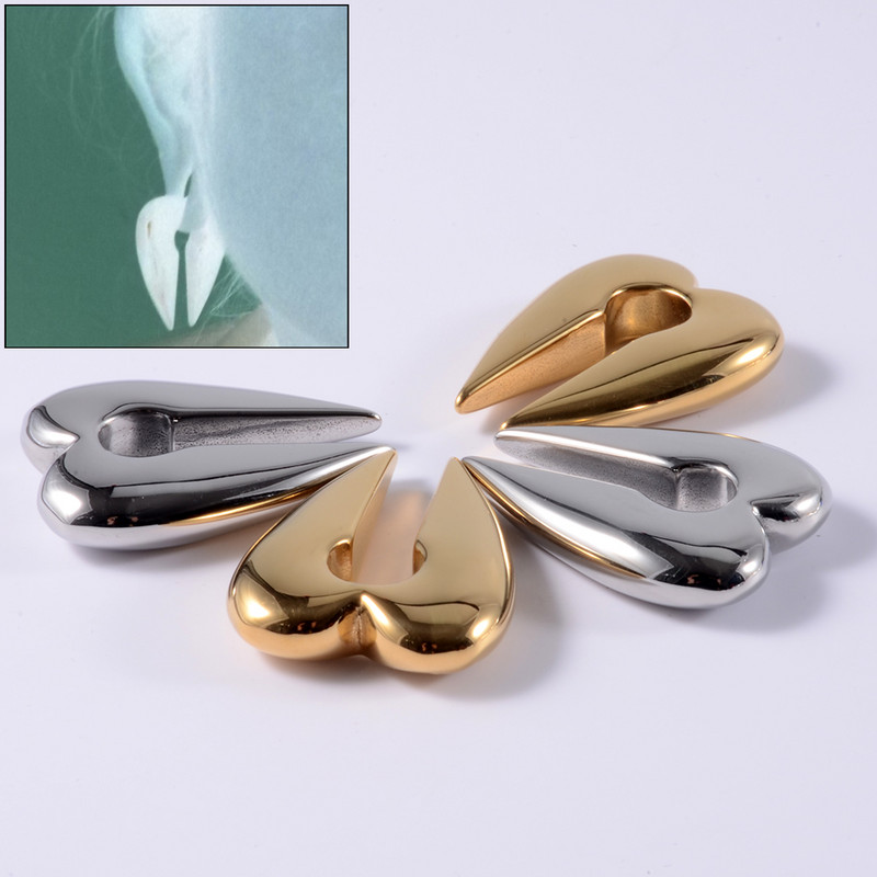 Oțel chirurgical gaura cheii inimă ureche ureche ureche targa expansor greutăți piercing cercei calibre dopul urechi bijuterii corp