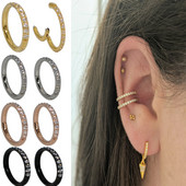 2kom ušne hrskavice naušnice Pregrada Kliker bočno popločani cirkon 316L kirurški piercing prstena za segment nosa od nehrđajućeg čelika