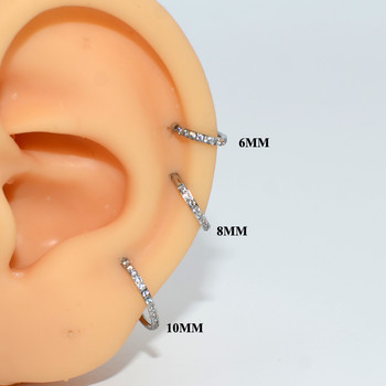 2 бр. обеца за ушен хрущял, преграда, щракване, страничен павиран циркон, 316L, хирургическа неръждаема стомана, пиърсинг на пръстен, сегмент от обръч за нос