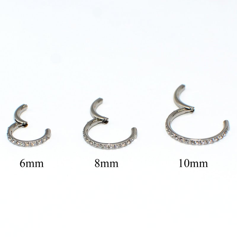 2kom ušne hrskavice naušnice Pregrada Kliker bočno popločani cirkon 316L kirurški piercing prstena za segment nosa od nehrđajućeg čelika