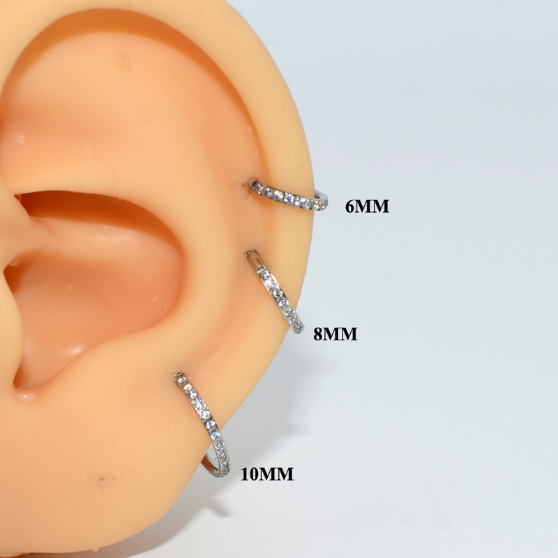 2kom ušne hrskavice naušnice Pregrada Kliker bočno popločani cirkon 316L kirurški piercing prstena za segment nosa od nehrđajućeg čelika