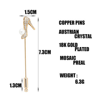 Sunspicems златен цвят популярни обувки брошка игли модни жени перла кристал мед брошка бижута булка сватбен подарък
