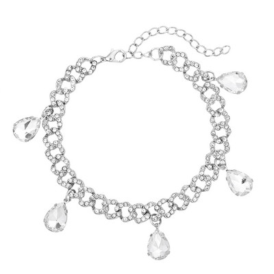 Brelocuri noi de cristal transparent, gleznele cubaneze din metal pentru femei, strasuri punk, cu legături cubaneze groase, brăţară, bijuterii pentru picioare, cadou