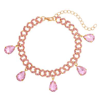 Brelocuri noi de cristal transparent, gleznele cubaneze din metal pentru femei, strasuri punk, cu legături cubaneze groase, brăţară, bijuterii pentru picioare, cadou