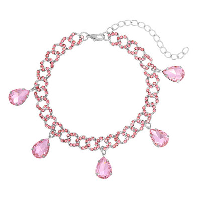 Brelocuri noi de cristal transparent, gleznele cubaneze din metal pentru femei, strasuri punk, cu legături cubaneze groase, brăţară, bijuterii pentru picioare, cadou