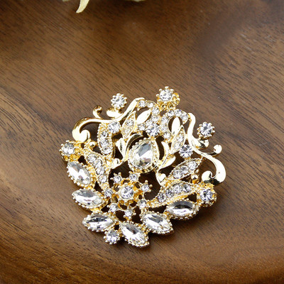 Napspicems Arany Színű Kristály Virág Bross Marokkó Arab Esküvői Ékszer Női Bross Kaftán Hidzsáb Pins Bohemia Menyasszony Ajándék