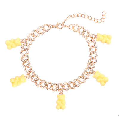 Iced Out, auriu, strălucitor, cu lanț de metal, pentru femei și bărbați, drăguț, colorat, urs de rășină, cu legături cubaneze, bijuterii hiphop