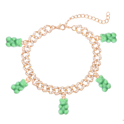 Iced Out, auriu, strălucitor, cu lanț de metal, pentru femei și bărbați, drăguț, colorat, urs de rășină, cu legături cubaneze, bijuterii hiphop