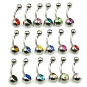 18 bucăți/set CZ cristal dublu bijuterie din oțel inel pentru buric Stud Piercing pentru corp Bijuterii