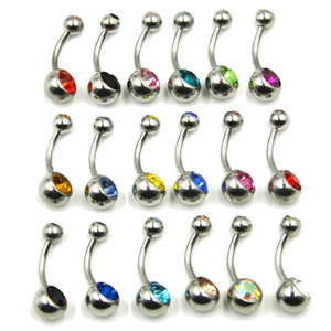 18 bucăți/set CZ cristal dublu bijuterie din oțel inel pentru buric Stud Piercing pentru corp Bijuterii