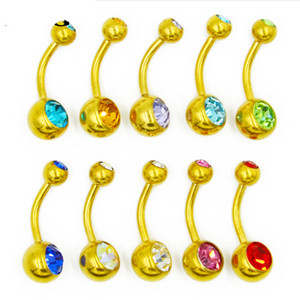 18 bucăți/set CZ cristal dublu bijuterie din oțel inel pentru buric Stud Piercing pentru corp Bijuterii