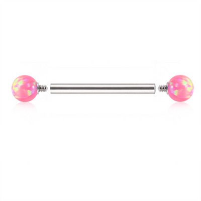 1PC oțel 38mm drept industrial barbell inel cercel șurub interior opal bilă ureche tragus Helix ureche piercing bijuterii pentru corp