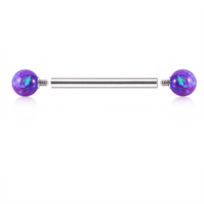 1PC oțel 38mm drept industrial barbell inel cercel șurub interior opal bilă ureche tragus Helix ureche piercing bijuterii pentru corp
