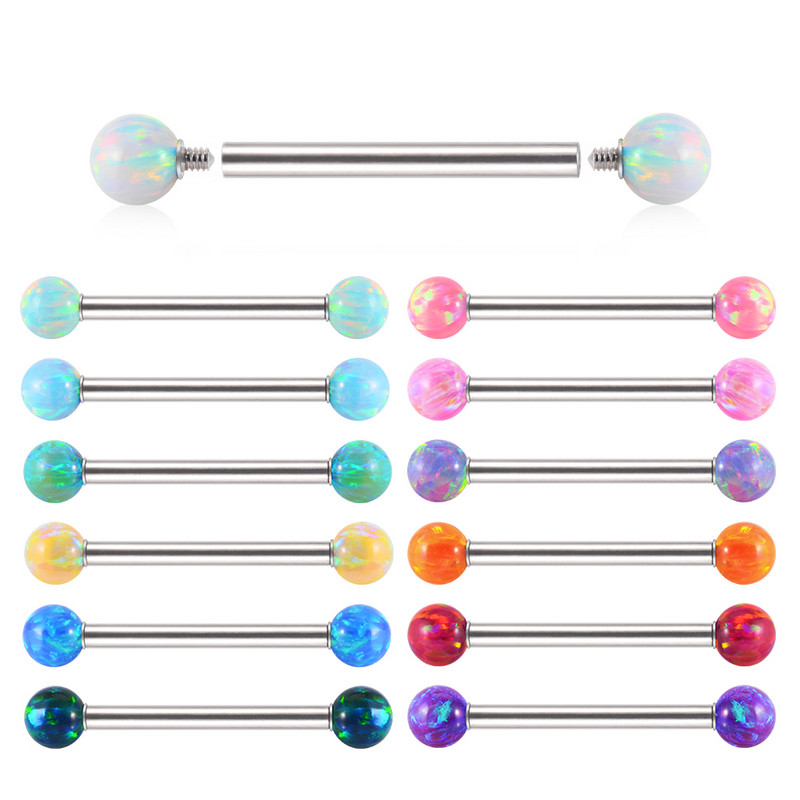 1PC oțel 38mm drept industrial barbell inel cercel șurub interior opal bilă ureche tragus Helix ureche piercing bijuterii pentru corp