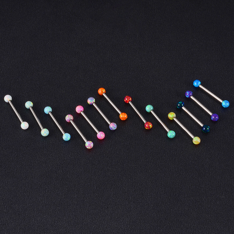 1PC oțel 38mm drept industrial barbell inel cercel șurub interior opal bilă ureche tragus Helix ureche piercing bijuterii pentru corp
