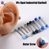 1 bucată din oțel inoxidabil Fire Opal Blue 1.6X38mm Ureche Industrial Barbell 14G Ureche Superioară Daith Piercing Cercei Bijuterii pentru corp