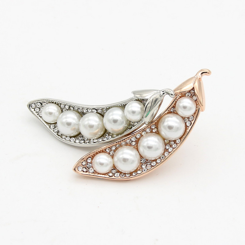 Moda femei imitație perle lungi fasole broșă ace bijuterii simple norocoase culoare aurie strălucitoare îmbrăcăminte feministă accesorii pentru rever