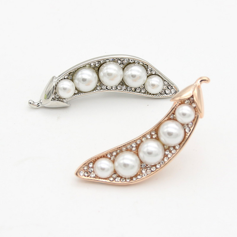 Moda femei imitație perle lungi fasole broșă ace bijuterii simple norocoase culoare aurie strălucitoare îmbrăcăminte feministă accesorii pentru rever