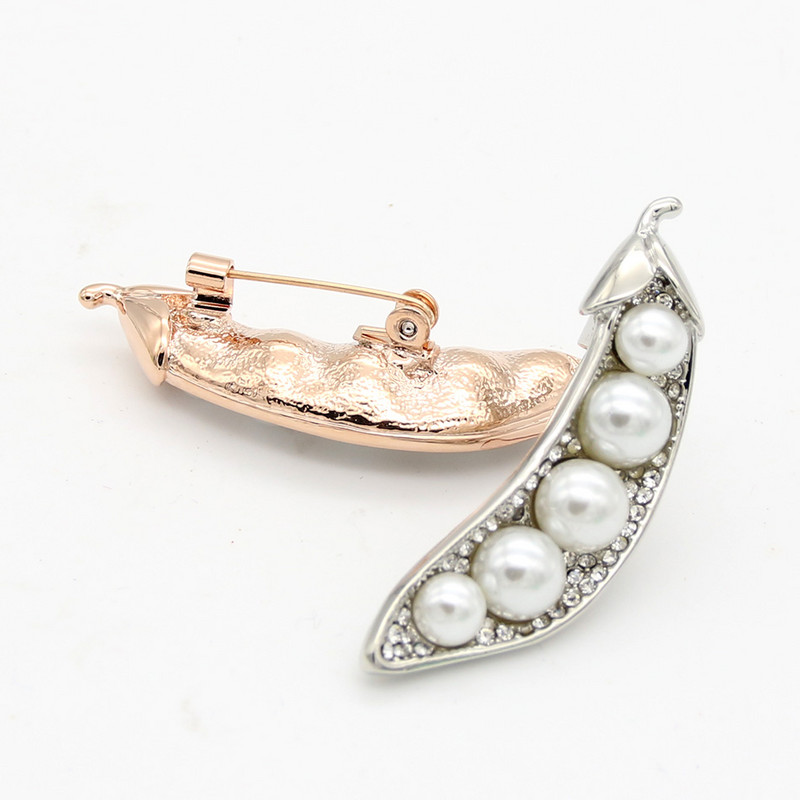 Moda femei imitație perle lungi fasole broșă ace bijuterii simple norocoase culoare aurie strălucitoare îmbrăcăminte feministă accesorii pentru rever