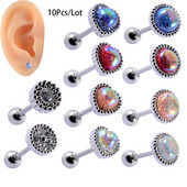 10 buc./pachet 20gX6mm ax lobul urechii Stud sirenă CZ Helix tragus cartilaj piercing buză nas știfturi inel perforare bijuterii pentru corp