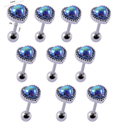 10 buc./pachet 20gX6mm ax lobul urechii Stud sirenă CZ Helix tragus cartilaj piercing buză nas știfturi inel perforare bijuterii pentru corp