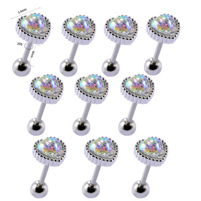 10 buc./pachet 20gX6mm ax lobul urechii Stud sirenă CZ Helix tragus cartilaj piercing buză nas știfturi inel perforare bijuterii pentru corp