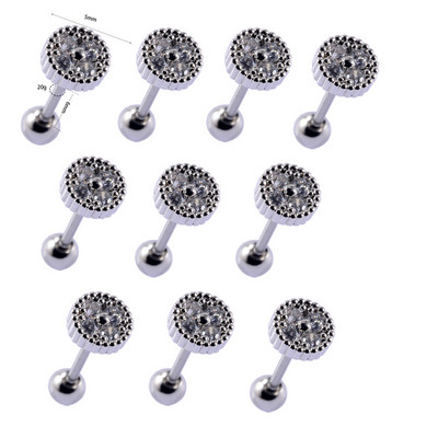 10 buc./pachet 20gX6mm ax lobul urechii Stud sirenă CZ Helix tragus cartilaj piercing buză nas știfturi inel perforare bijuterii pentru corp