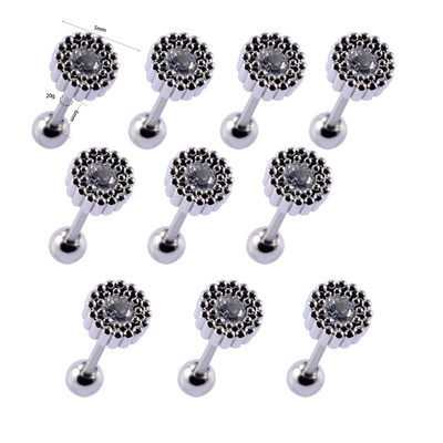 10 buc./pachet 20gX6mm ax lobul urechii Stud sirenă CZ Helix tragus cartilaj piercing buză nas știfturi inel perforare bijuterii pentru corp