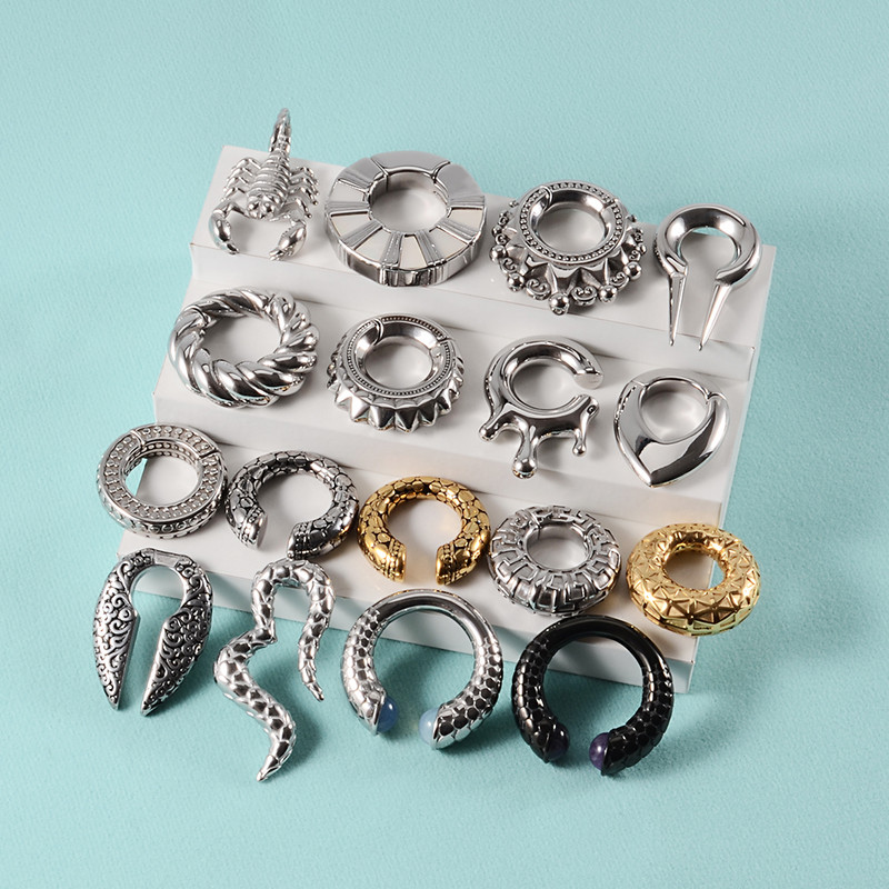 1PC din oțel inoxidabil Scorpion șarpe picătură de apă lună magnet pentru urechi greutăți expansoare grele targă dopuri calibre corp piercing bijuterii